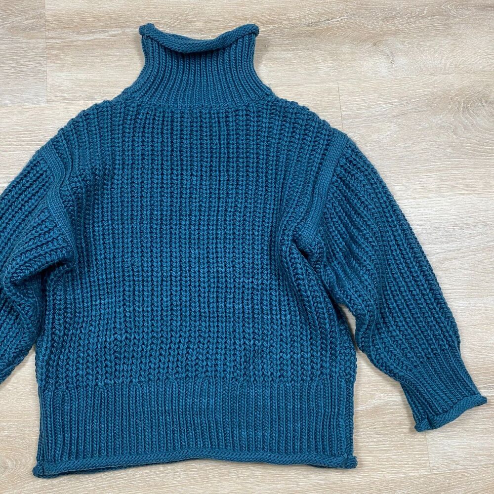 POL Chunky Knit Turtleneck Women's S Color Teal - Picture 3 of 5
